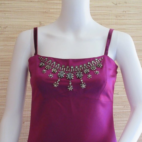 Blumarine Sleeveless Hand Embroidered Raspberry Dress - Picture 5 of 6